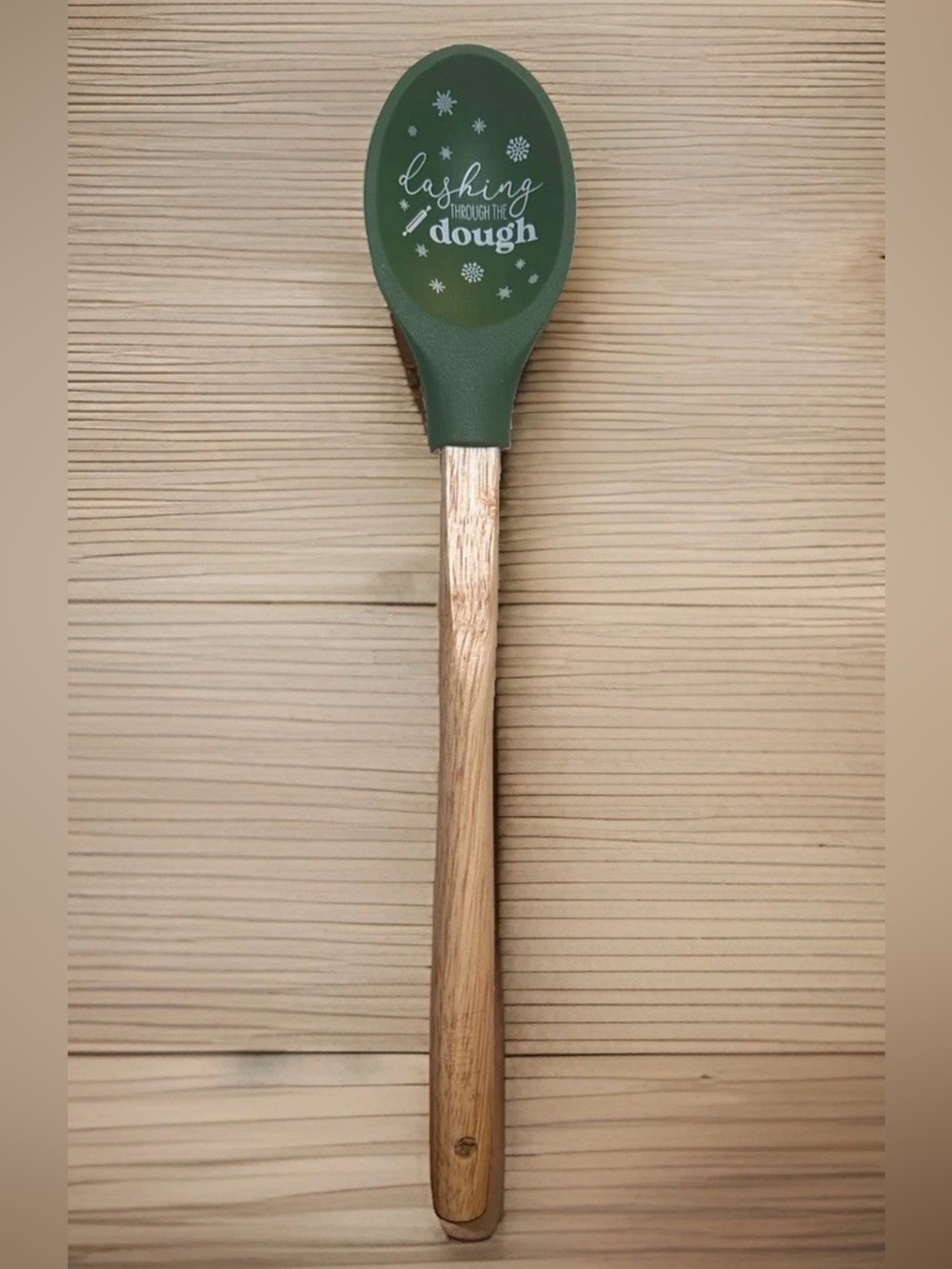 Krumbs Kitchen Farmhouse Holiday Silicone Cooking Spoon w/ Wooden Handle Dough